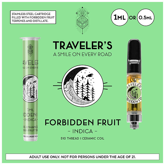 Traveler’s® Classic Vape Cartridges 1ml - Forbidden Fruit (Indica)