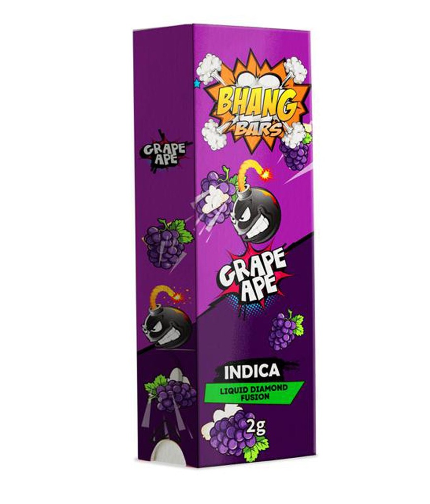 Bhang Bars Liquid Diamond Fusion THC Vapes 2g - Grape Ape (Indica)